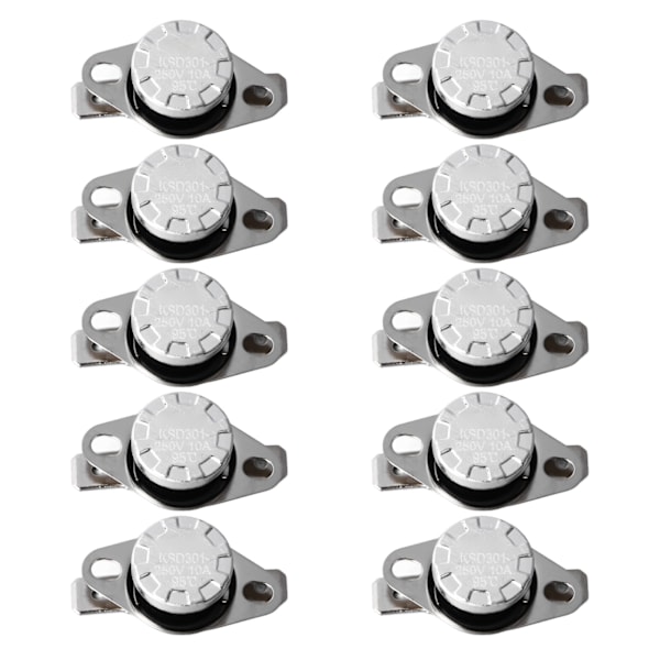 10 st Termostat Snabb Respons Hög Noggrannhet Kontroll 95℃ NC Termostat Termobrytare 10A