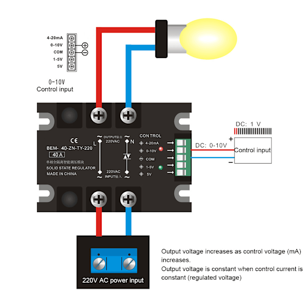 BERM Solid State Relay SSR Enfase Full Isolerende Intelligent DC Spenningsregulering VD LA(BEM-40-ZN-TY-220)