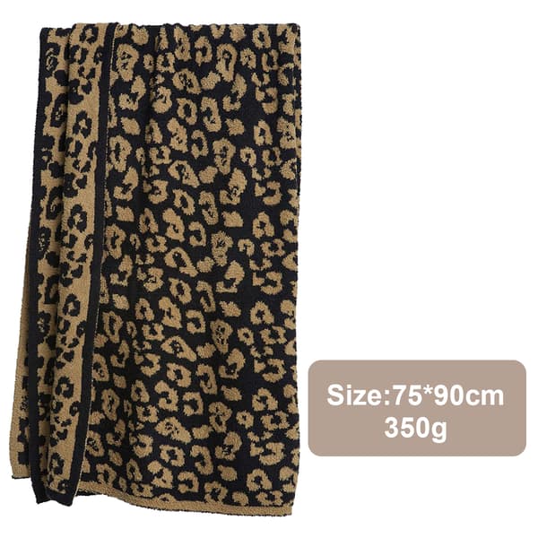 Halv fløyelsullteppe strikket leopardmønstret teppe for barn fleecefôret strikket teppe barfot leopardmønstret teppe drømmeteppe