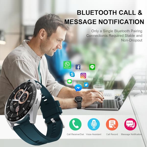 HW28 NFC åtkomstkontroll offline fjärrkontroll AI-assistent Bluetooth-samtal smart klocka Silver+Green