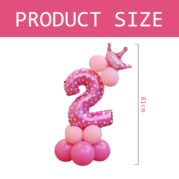 Högkvalitativ Aluminiumfolie 81 cm Ljusa Livfulla Rosa Sifferballonger, Återanvändbara för Födelsedagsdekoration och Bröllopsdag, Ballongtorn Set för