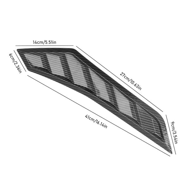 2 stk. Kulfiber-Style Hætteventiler Bonnet Cover Gummi Front Bonnet Vent Universal til Bil