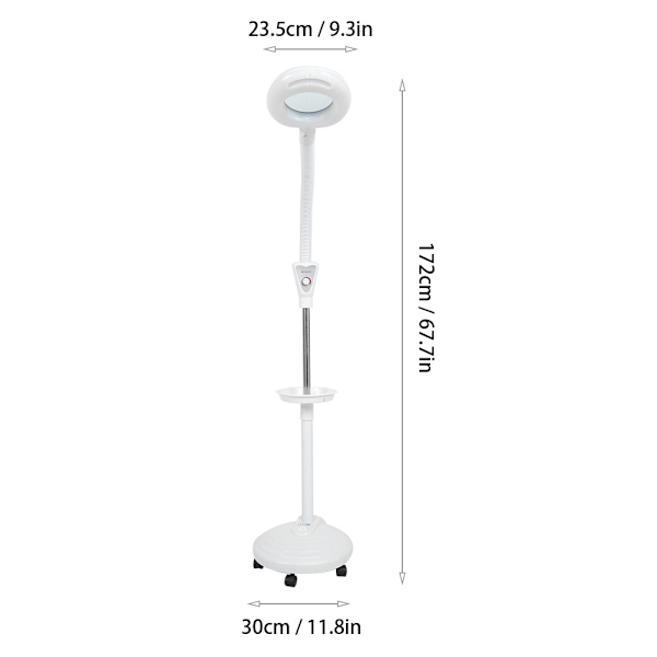 Förstorande LED-golvlampa för skönhetssalong Justerbar kall ljus tatueringslampa med hjul 200V