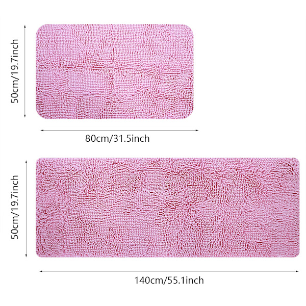 2 stk. / sæt Chenille Anti-slip Vandabsorberende Skridsikker Måtte Badeværelse Stue (Pink)