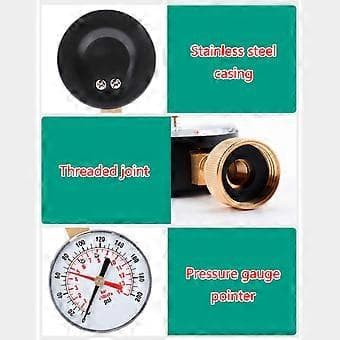 Trykkmåler 0 til 200PSI Messing 3/4\" Hann NPT Gjenge Nedre Montering, Multifunksjonstrykkmåler