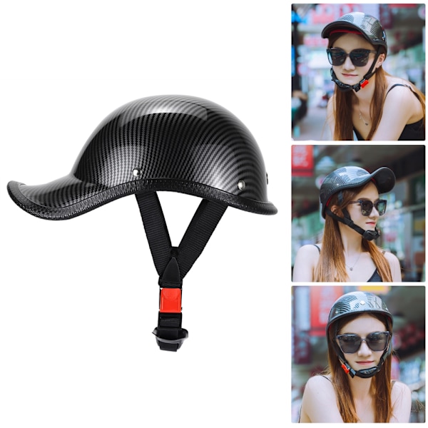 Retro Motorcykel Halvhjelm med Justerbar Nylon Hakkestrops Scoop Hjelm Elbil Hjelm
