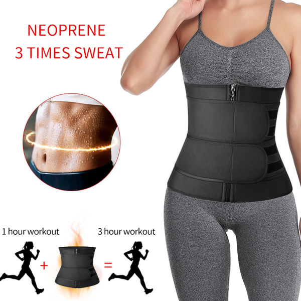 Women's waist trainer long sauna exercise double belt body