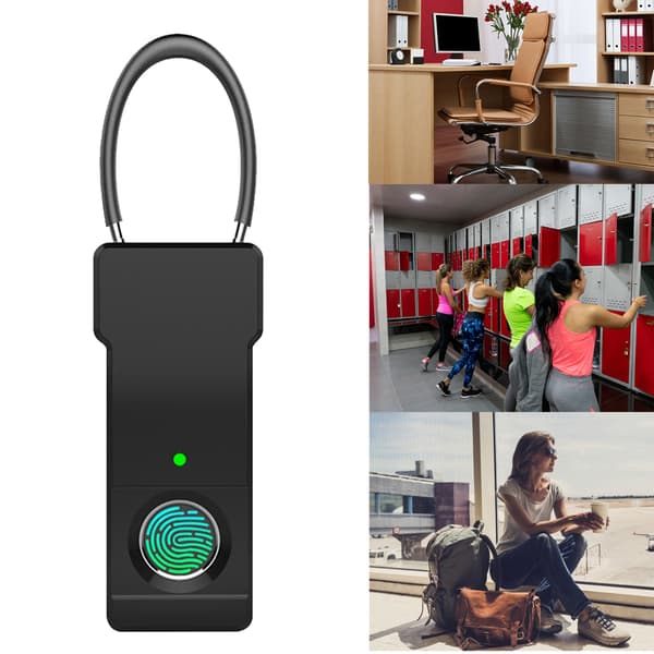 Bärbart Fingeravtryckslås USB Uppladdningsbart Stöldskydd Säkerhetslås för Bagageväskor Dörrväska