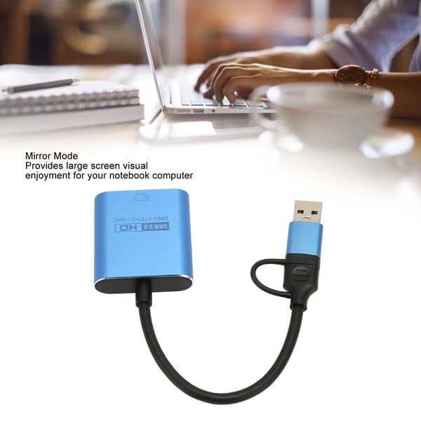 USB til HDMI Dual Display Adapter med 4K@30Hz og 1080P@60Hz Output, Universal Grafikadapter til Thunderbolt 3/4 Windows Mac OS X Chrome Android