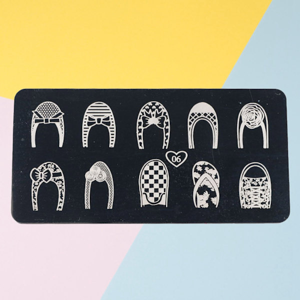 Rustfrit Stål Rektangulær Neglekunst Stemplingsplade DIY Manicure Trykning Billede Skabelon 6#