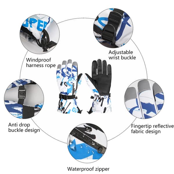 Skihandsker, vandtætte snehandsker, vinterhandsker til koldt vejr, touchscreen-snowboardhandsker, varme blue L