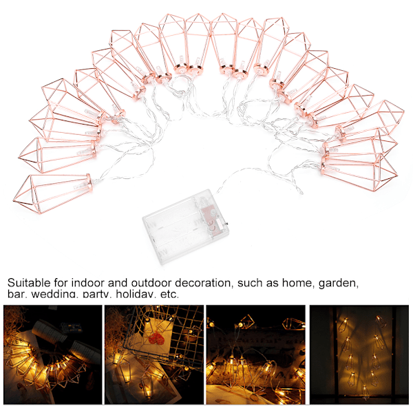 20LED Rose Gold Geometrinen Muotoinen Valojuova Sisätilojen Hääjuhliin, Makuuhuoneeseen, Jouluun