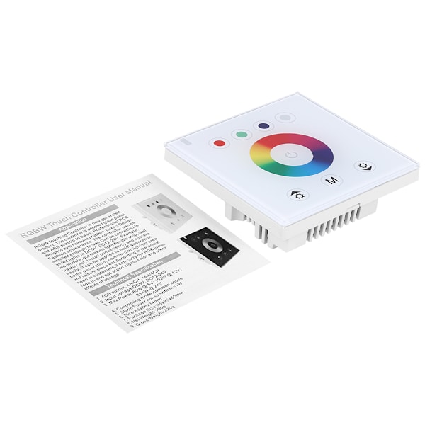 12-24V 4-kanals RGBW LED-ljusstyrenhet Dimmer Väggmonterad Touch-brytarpanel (Vit)