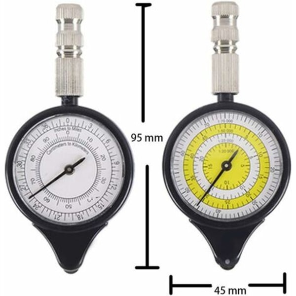 2 Stk Kart Avstandsmåler Kilometerteller Multifunksjon Kompass Kurvimeter