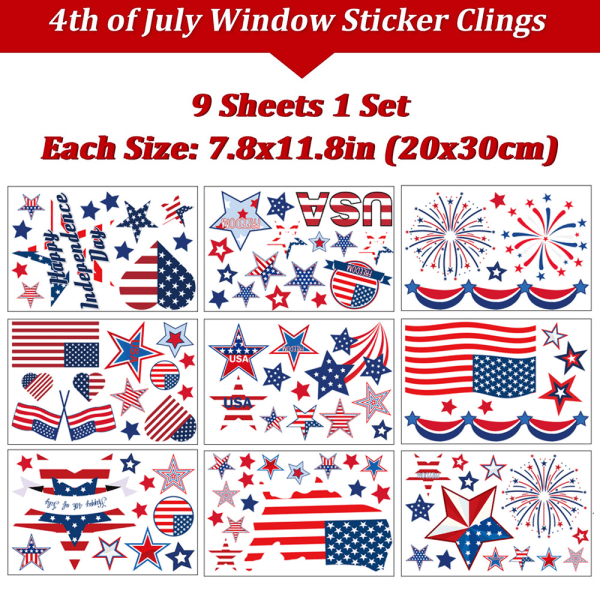4 juli fönster klänger Patriotic Window Clings Stickers