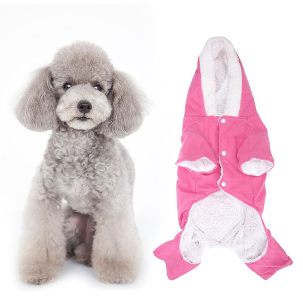 Syksyn ja talven lemmikkieläinten plushipaita, paksu persikkahertta, pehmeä ja mukava huppari, lämmin vaateasu koirille, ruusunpunainen nro 12