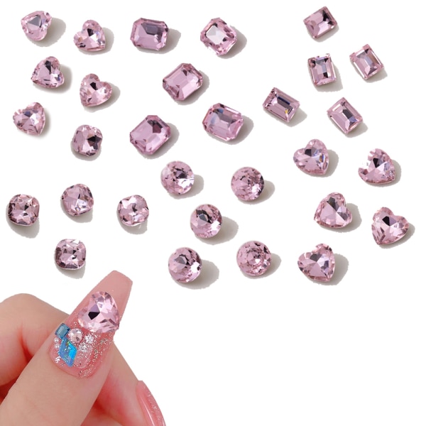 180 kpl FlatBack Crystals Sekoituskoot Multi muotoja Lasikristalli