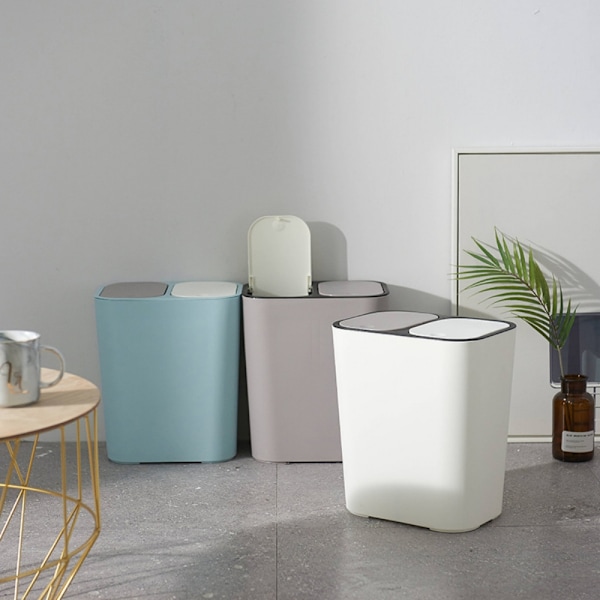 Modern Dubbel Fack Soptunna För Kök, Utrymmesbesparande Design Med Oberoende Lock Och Torr Våt Klassificering För Mångsidiga Utrymmen (7.5L x 2)