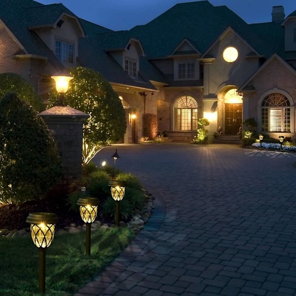 Landskapsbelysning, Solcellsdrivna Gångljus, Utomhusdekoration, Enkel Installation, Väderbeständig, Stark LED-belysning för Trädgård (3-pack)