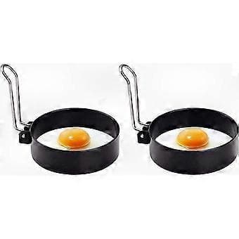 2-pack Non-stick Äggringar för Matlagning, Pocherade Äggformar, Runda Äggstekramar (10,2 cm x 2,1 cm)