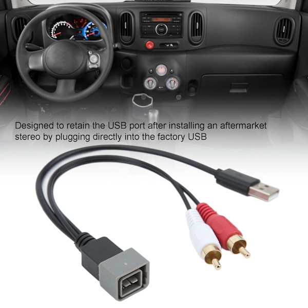 Bilradio USB Port Bevaringskabel USB Input Adapter Udskiftning til Nissan Cube Juke Versa