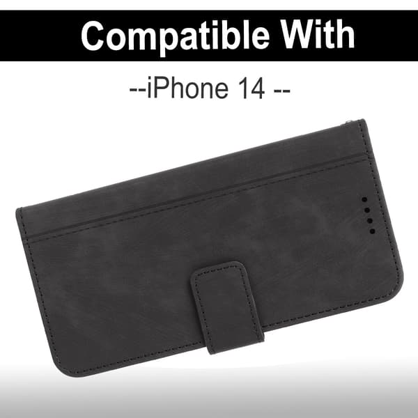 iPhone 14 Nahkalompakkokotelo – 3 korttipaikkaa – Musta Musta