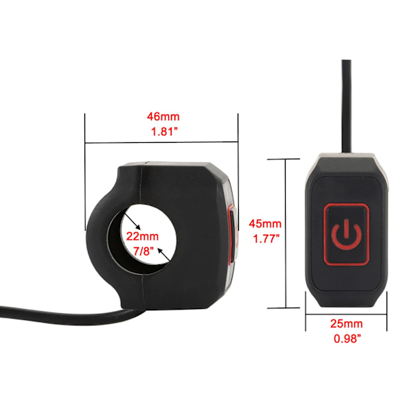 Styrbrytare för hastighetskontroll elcykelkit, universell passform på 22 mm 7/8\" diameter styren, lättvikts kompakt design med vattentät