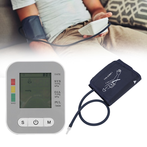 Elektrisk Arm Blodtrycksmätare Digital Blodtrycksmonitor Med LCD-Skärm