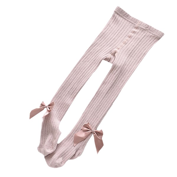 Flickleggings Strumpbyxor Varma Supermjuka Andningsbara Flickstrumpbyxor med Rosettdekor för Vår Höst Rosa L (Rekommenderas 105‑115cm /