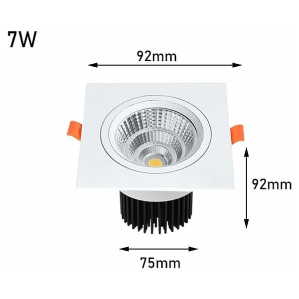 Innfelt spotlight - Full Hundred 6000k (hvitt lys) - 2,5 tommer 7 fliser 75mm