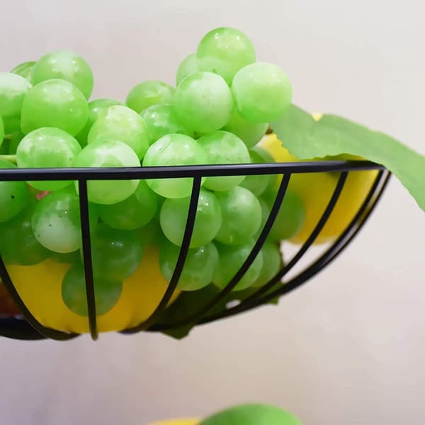 Frugtkurv til køkkenbordplade, robust metalkonstruktion med bananholder (sort)