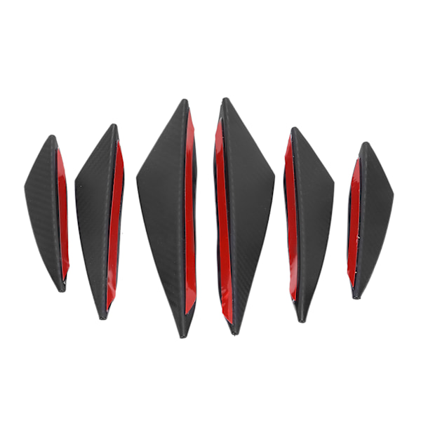 6 stk. Frontspoiler Fin Splitter Canard Klistremerke Svart Karbonfiber Stil Bilstyling Universal