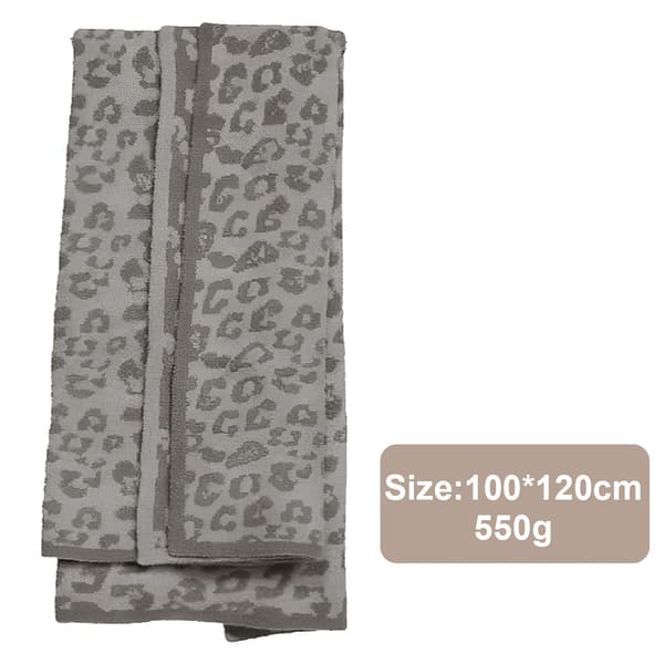 Halv fløyelsullteppe strikket leopardmønstret teppe for barn fleecefôret strikket teppe barfot leopardmønstret teppe drømmeteppe