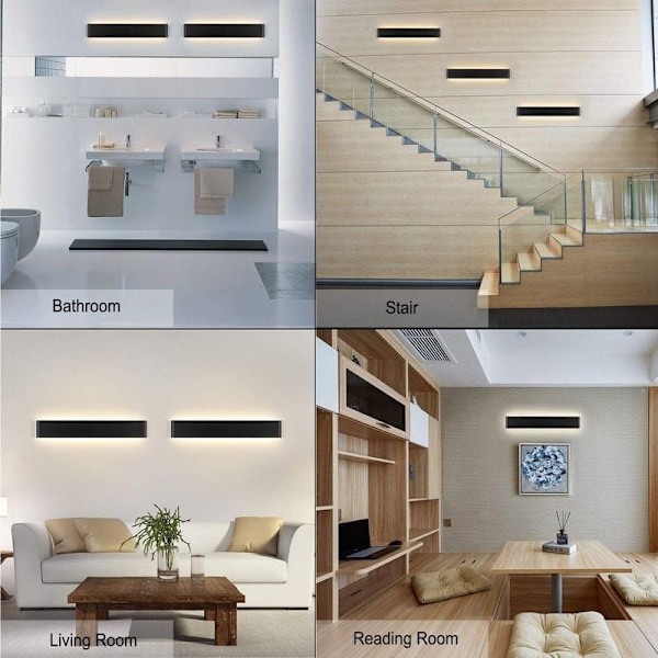 Ultratunna Vägglampor med Metallremsa, Modern Design Varmt Ljus 3000K Inomhus Utomhus LED Vägglampor För Badrum Spegellampor Butiksfönster (40