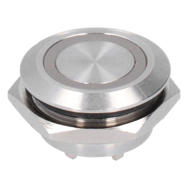 5 stk. Momentane Trykknapsbrytere Metal Auto Reset Ultra Tynd Vandafvisende med LED 19mmDC12~24V Gul