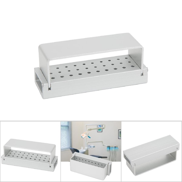 Dentist Material Tools Stainless Steel 30 Holes Disinfection Bur Box Case Dental Burs HolderSilver