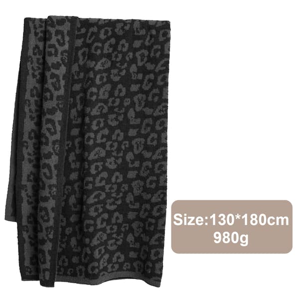 Halv fløyelsullteppe strikket leopardmønstret teppe for barn fleecefôret strikket teppe barfot leopardmønstret teppe drømmeteppe