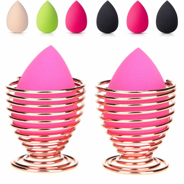 Blender ,(3-pack roséguld) Sminksvamp Torkställ Förvaring Äggpulverpuff Displayställ 3 delar$Beauty Sponge Blender