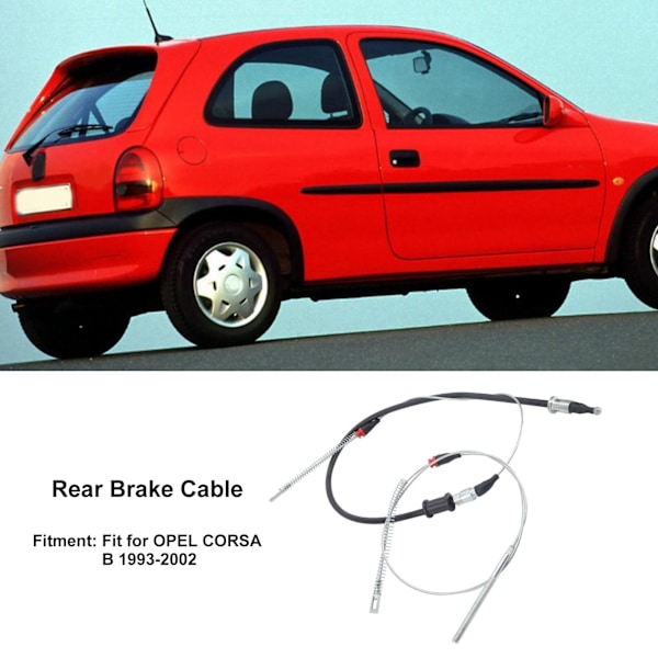 2 stk. Bakre Parkeringslinje Håndbremskabel Erstatning 90445985 Passer til OPEL CORSA B 1993‑2002