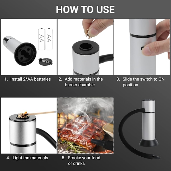 Gourmet Matrökare för Cocktailentusiaster & Utomhuskok, Producerar Naturlig Kall Rök, Enkel Montering & Underhåll, Kompakt Batteridriven