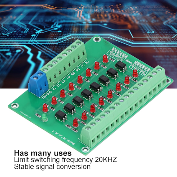 Optisk Isolasjonsmodul 24V til 5V 8-kanals Optocoupler PLC Signalomformerkort