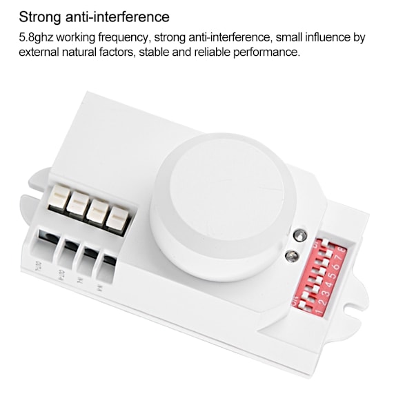 85V-250V 360° Mikrobølgeovn Radar Sensor Krop 5.8GHz Bevægelsesdetektor 4P Terminal Toggle Switch