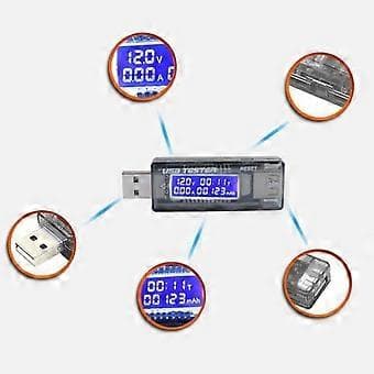 USB-yleismittari USB-virtatesteri Virrantesteri tukee QC2.0:aa, selkeä näyttöruutu, turvallisuusmekanismit