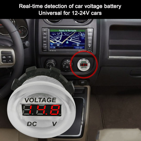 Bil Voltmeter LED Digital Display Spændingsmåler Vandafvisende Universal til Motorcykler Skibe Yachter DC 12‑24V