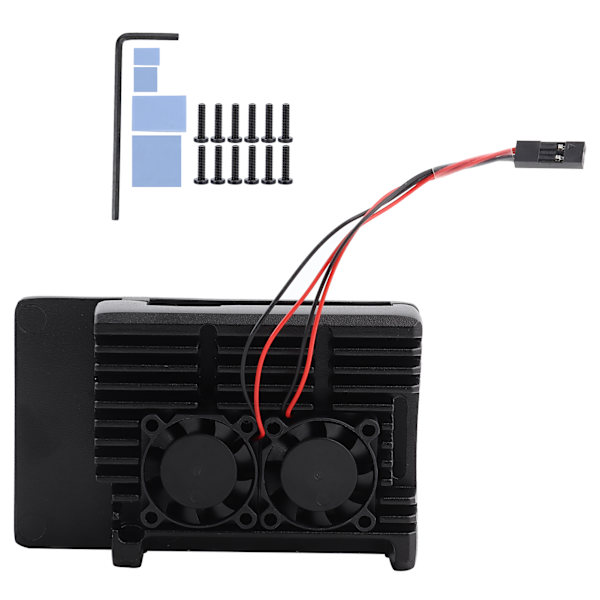 Aluminium Case med Dobbelt Ventilator Køleskal til Raspberry Pi 4B Computertilbehør