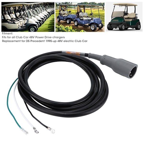 129in 3-polet opladerkabel stik 101828901 udskiftning til DS Precedent 1995‑op 48V elektrisk Club Car