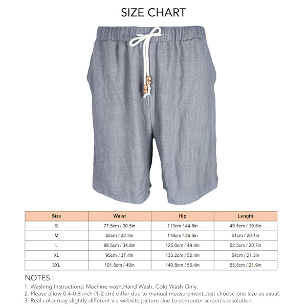 Män Sommar Shorts Elastisk Midja Snörning Över Knä Längd Casual Shorts med Sidfickor Grå XL