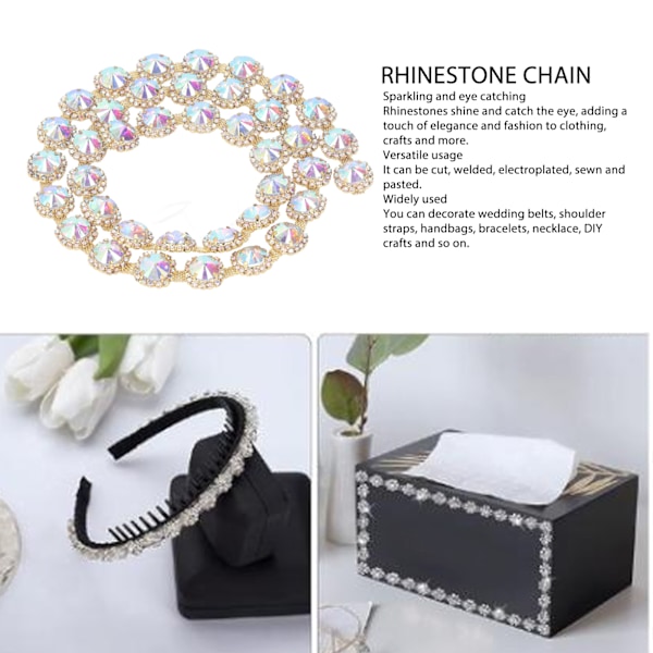 91 cm Solros Strasskedja Glittrande Dekorativ Strassblomkedja Kantband för Kläder Väskor Halsband DIY Modifiering