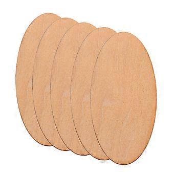 60 st Dekorativa Ovala Träbitar Obehandlade Träutskärningar för Målning (10X5CM)