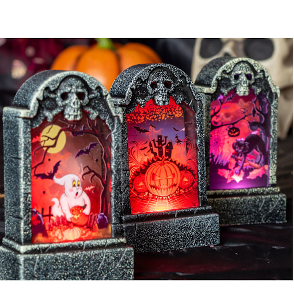 Halloween Gravsted Lys Spesielle Mønstre Festival Dekorativ Lampe for Bar Fest Hjem Katt